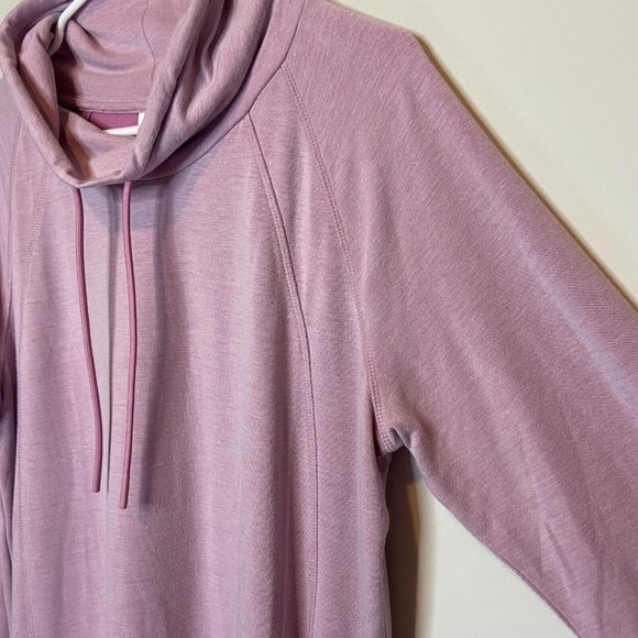 J Jill Fit Women L Cowl Neck Mini Dress Pink Long Sleeve Side Zip Stretch Active - Picture 2 of 9